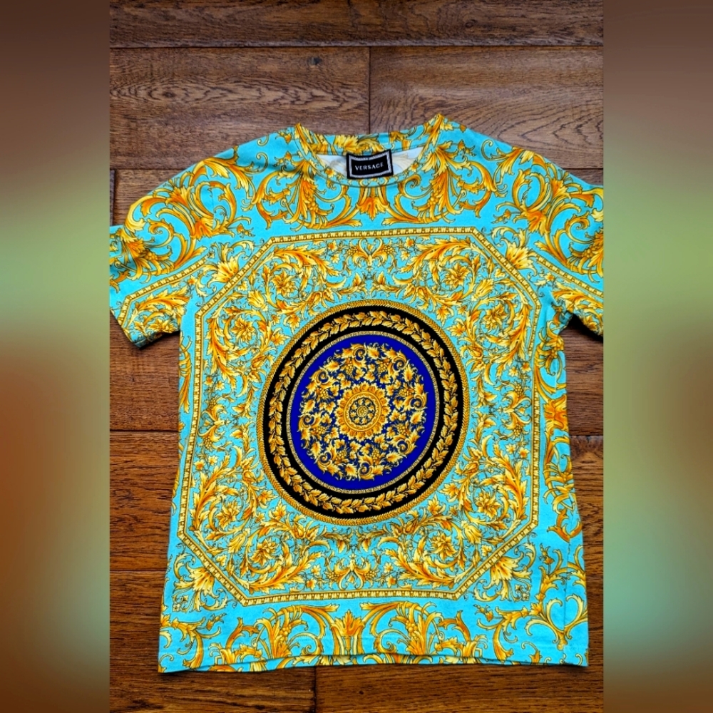 Authentic Versace Boy's Barocco Print Short-Sleeve Tee, Size 8
